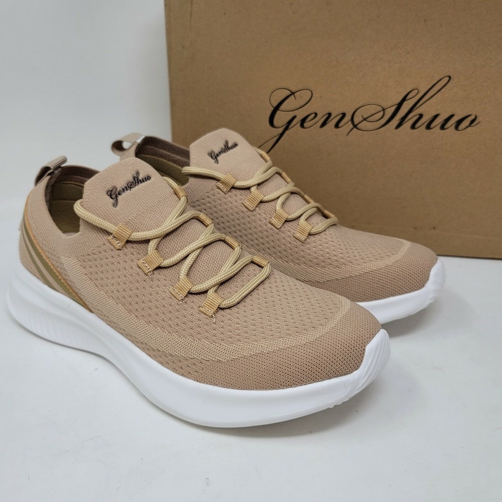 Genshuo Womens Sneakers Sz 9 M Walking Shoes Beige Casual